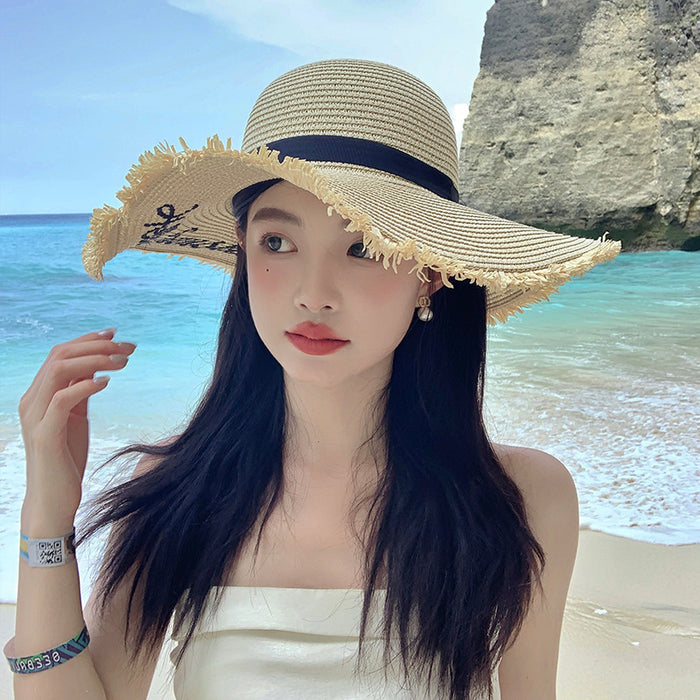 Wholesale Seaside Sun Hat Big Eaves Straw Hat Summer All-match Sunshade Sunscreen Travel