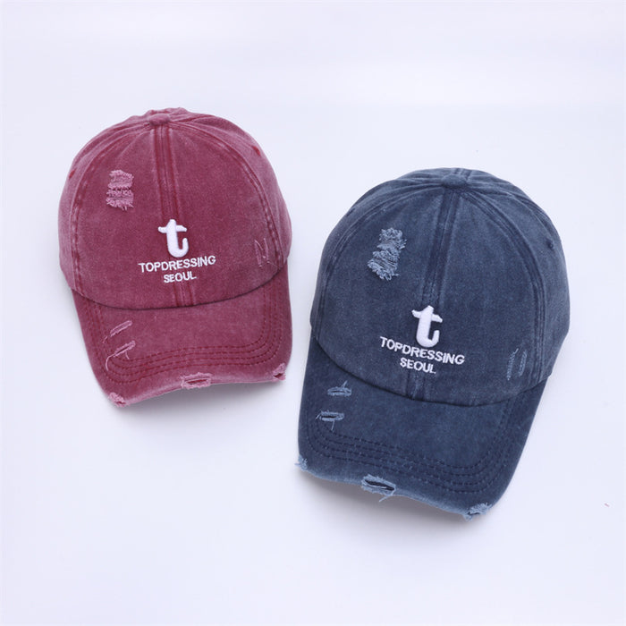 Wholesale New baseball cap, personalized, perforated, vintage sun hat, embroidered duckbill cap for spring and summer