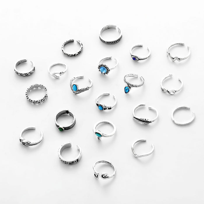 Wholesale Foot Ring Retro Turquoise 20-Piece Set