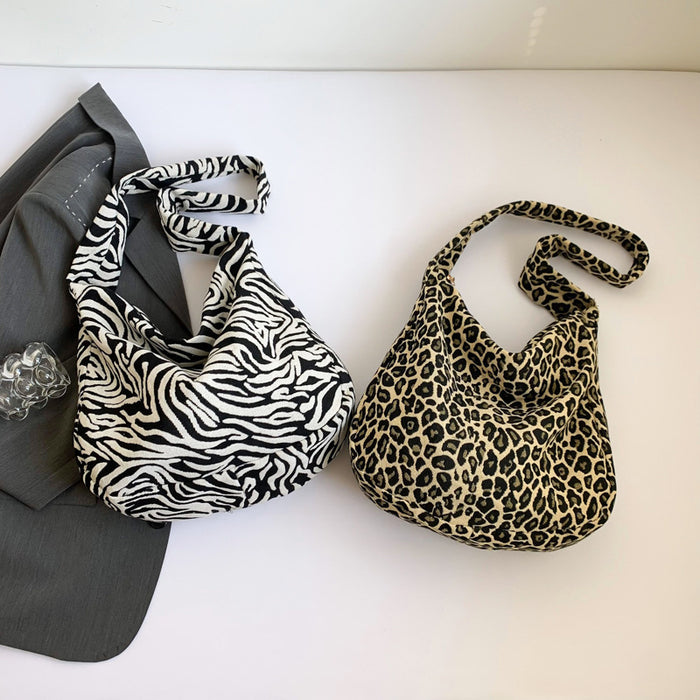 Wholesale Zebra Print Japanese Style Simple Canvas Leopard Print Bag for Women JDC-SD-HT035