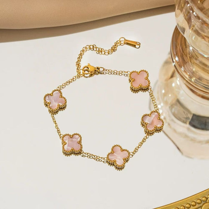 Wholesale 13mm Four Leaf Clover Bracelet Non Fading Five Flower Fritillaria Versatile Bracelet, Unique Handpiece