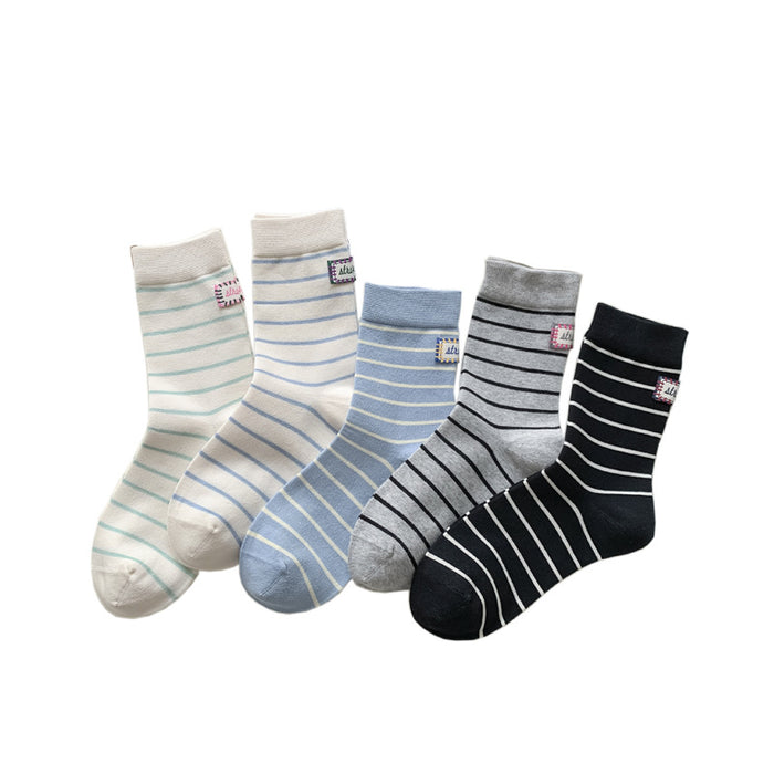 Wholesale Socks, thin fabric, striped, mid tube, socks, stacked socks