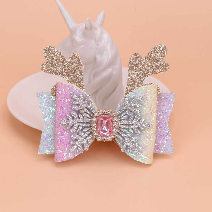 Wholesale Children Christmas Snowflake Fabric Bow Hairpin JDC-HC-Bais005