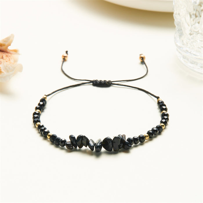 Wholesale hand-woven holiday style gravel beaded personality irregular stone woven adjustable bracelet
