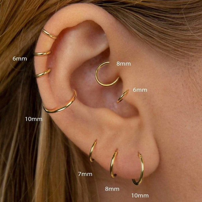 Wholesale Titanium Steel Gold Seamless Hoop Earrings Gypsophila Design Fashion Jewelry Accessory