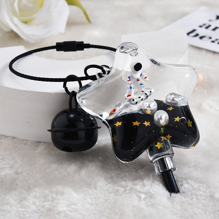 Wholesale Black and gold glitter bottle milk tea cup oil-filled acrylic keychain