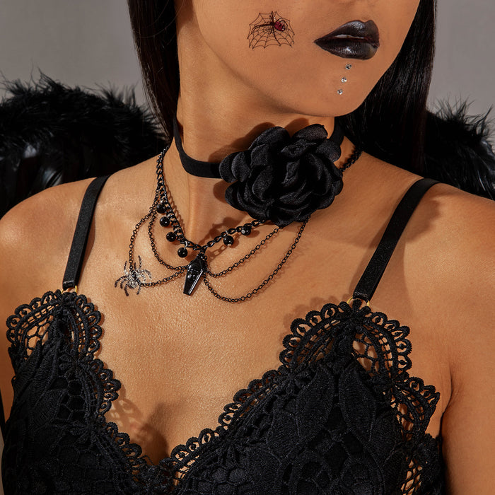 Wholesale Gothic Lace Flower Double-Layer Necklace Jewelry Accessory MOQ≥2