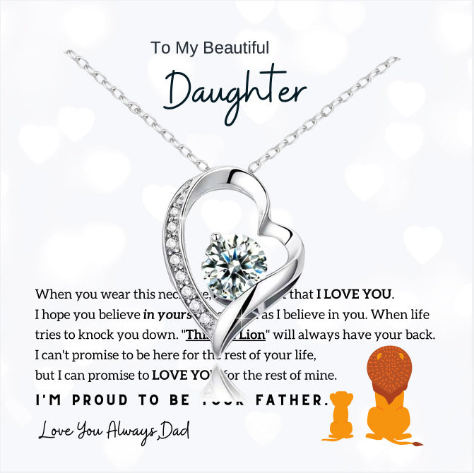 Wholesale Diamond studded heart-shaped pendant, fashionable peach heart stainless steel collarbone chain, heart-shaped necklace