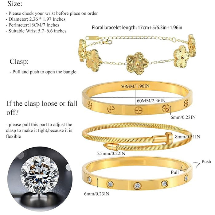 Wholesale Titanium Steel Electroplated Bracelet With Stone Row Stylish Jewelry Accessory