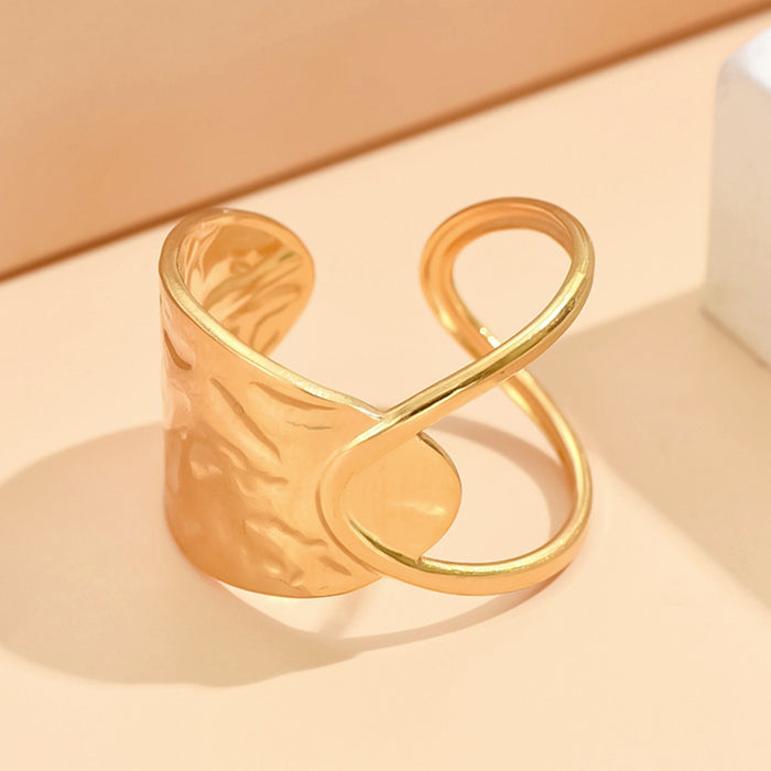 Wholesale Titanium steel gold open adjustable band ring