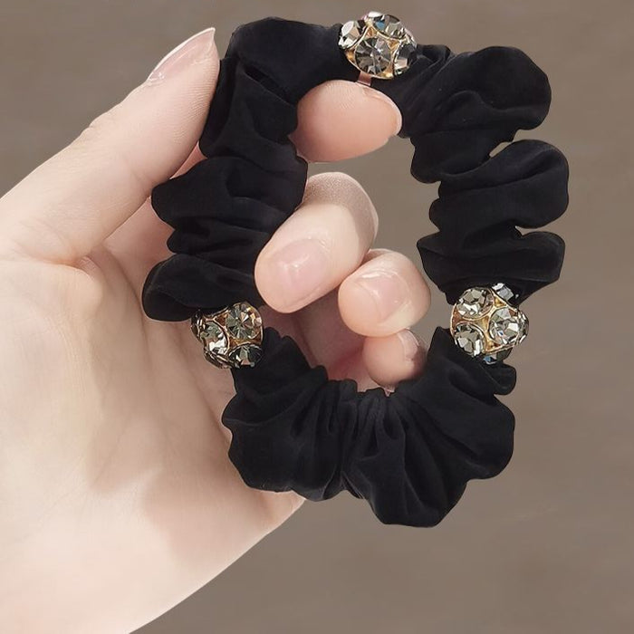 Wholesale High-End Rhinestone Rubber Band Small Intestine Hair Band High Elasticity and Durability Ponytail Versatile Headband