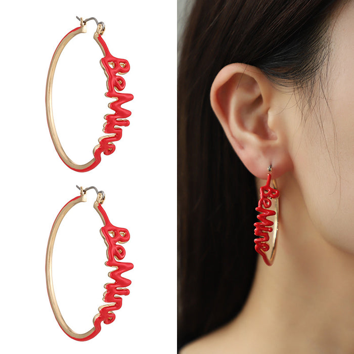 Wholesale Valentine's Day Letters Oil Drop Earrings JDC-ES-KenJie003