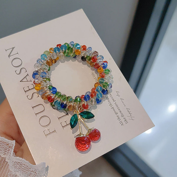 Wholesale Rhinestone Hair Rope Women's Bracelet Dual-purpose Peyponytail Rubber Tendon Beaded Headwear