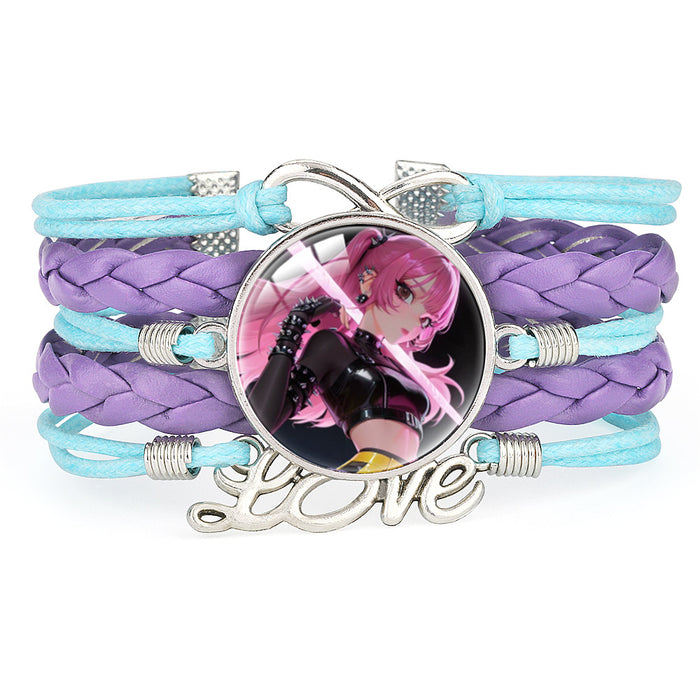 Wholesale KPOP Color Block Multi-Layer Braided Adjustable Bracelet