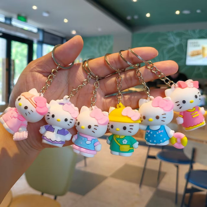 Wholesale Stylish 3D Soft PVC Cat Keychain Pendant For Girls Bag Charm And Car Key Accessory Gift