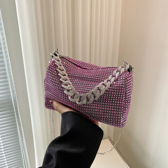 Wholesale Bright Diamond Cylinder Bag Full Diamond Shoulder Crossbody Bag JDC-SD-MingShuo002