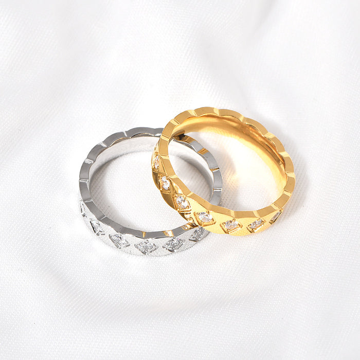 Wholesale Simple Niche Rhombus Micro-Set Diamond Multi-Color Ring