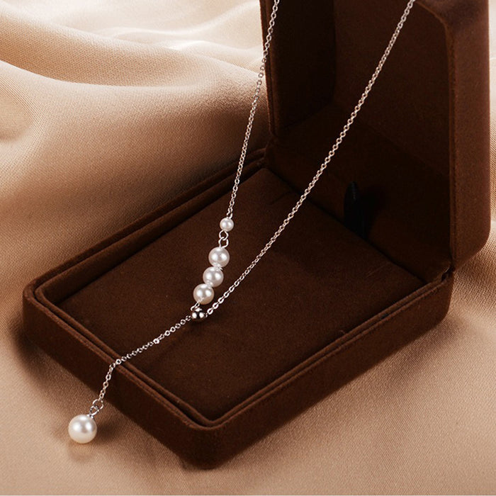 Wholesale New minimalist pearl necklace, versatile, high-end, fashionable, trendy, collarbone chain, light luxury, niche accessory