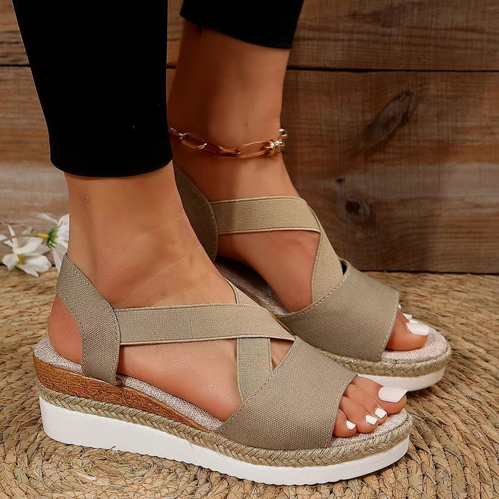 Wholesale Summer PU Flat Wedge Heel Fish Mouth Casual Women's Sandals JDC-SD-Xinlan001