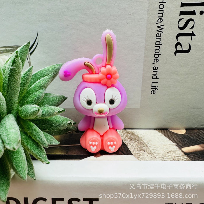 Wholesale Cartoon sitting keychain DIY soft plastic figurine car keychain