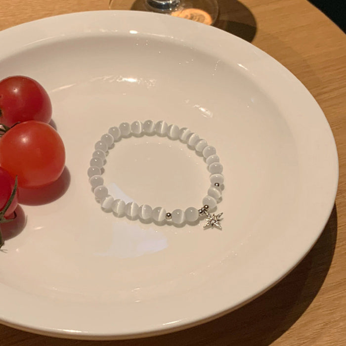 Wholesale Beaded bracelet with niche temperament and simple cat eye stone bracelet set