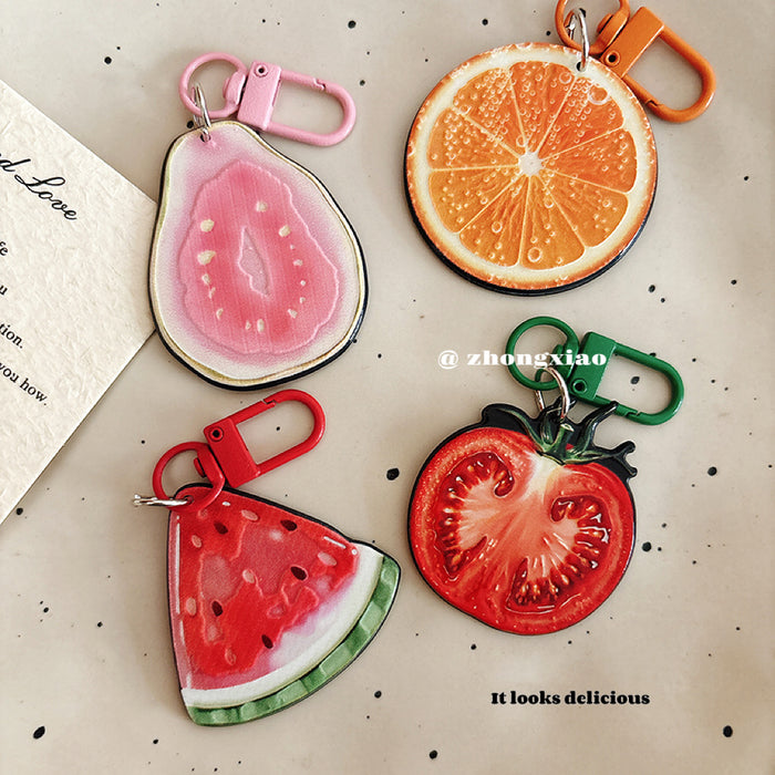 Wholesale Acrylic Fruit Slice Keychain Decorative Pendant Fashion Accessory For Girls Gift