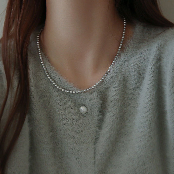 Wholesale Magnetic pearl necklace for women, silver gray, high-end, light luxury