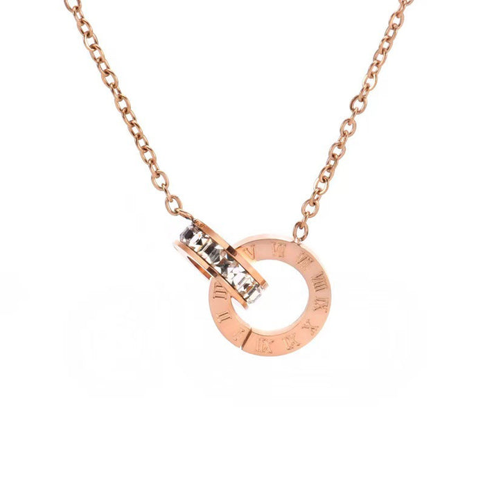 Wholesale Roman Numeral Diamond Titanium Steel Ladies choker necklace Earrings Bracelet set