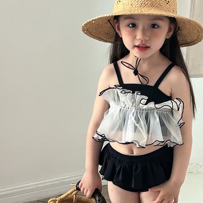 Wholesale Children's Swimwear Girls' Baby Korean One-piece Swimwear Holiday Quick-drying Sling Princess Cute One-piece Swimsuit