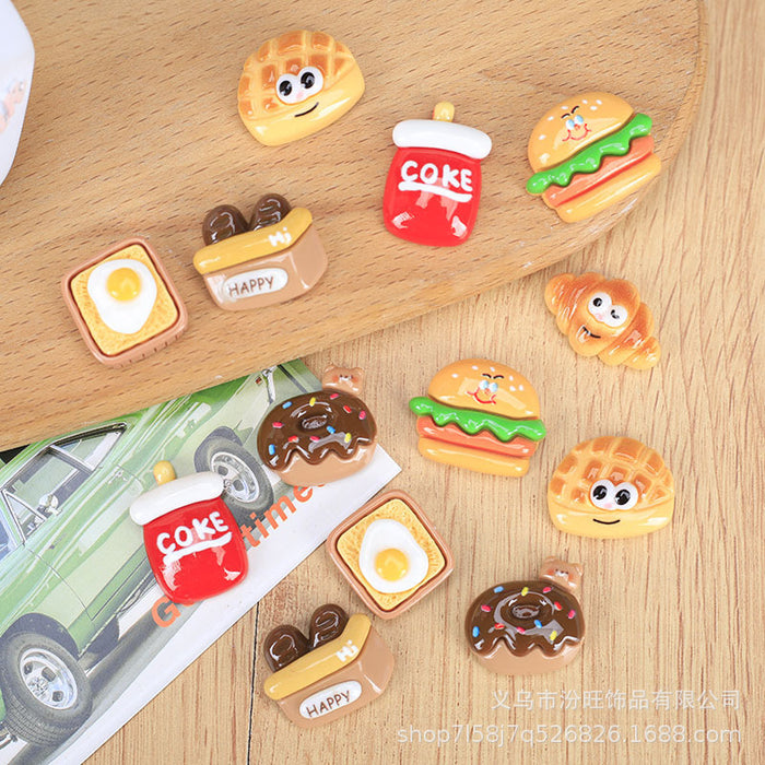 Wholesale Cute Expression Burger Food Toy Cream Glue DIY Resin Accessories Car Sticker Fan Sticker Mobile Phone Case