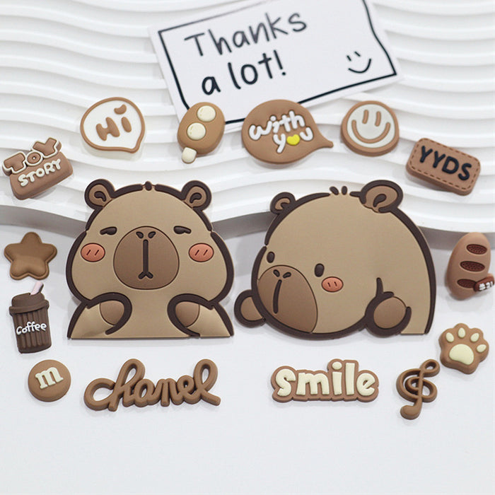 Wholesale 10pcs Capybara soft rubber decoration handmade DIY accessories mobile phone case slippers buckle cup stickers