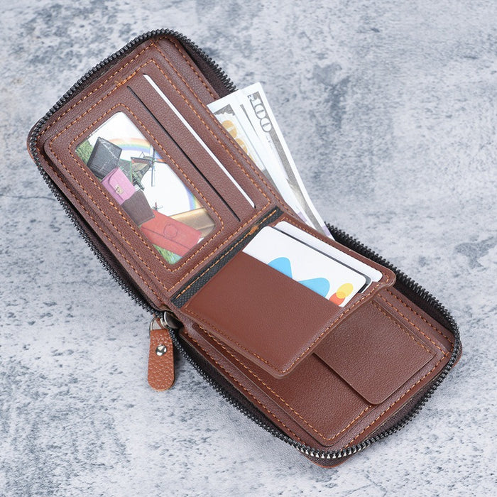 Wholesale Letter Print Men' s PU Leather Wallet Vertical Business Card Holder Everyday Office Gift Boutique Accessory
