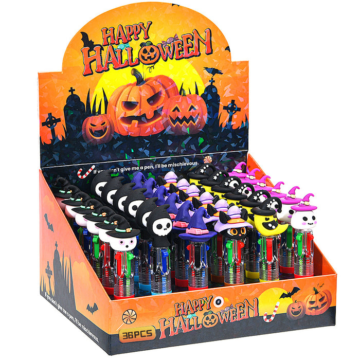 Wholesale 36pcs  four-color ballpoint pen mini cute cartoon series color pen student stationery gift pen