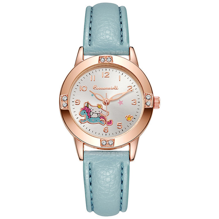 Wholesale Rose gold diamond strap women' s cartoon quartz watch