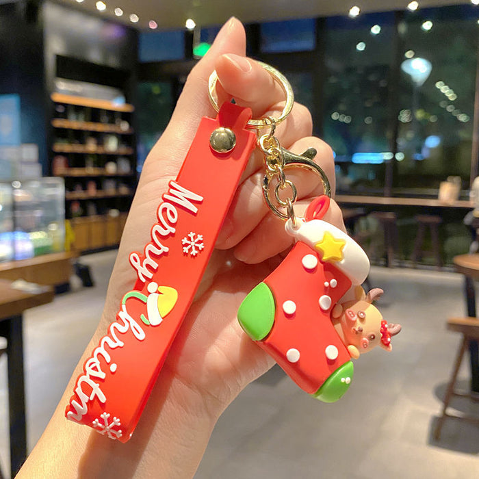 Wholesale Silicone Keychain Trendy Christmas Bag Charm