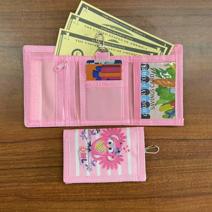 Wholesale Anime Cartoon Owl Print Canvas Wallet for Girls Cute Coin Purse and Card Holder MOQ≥3