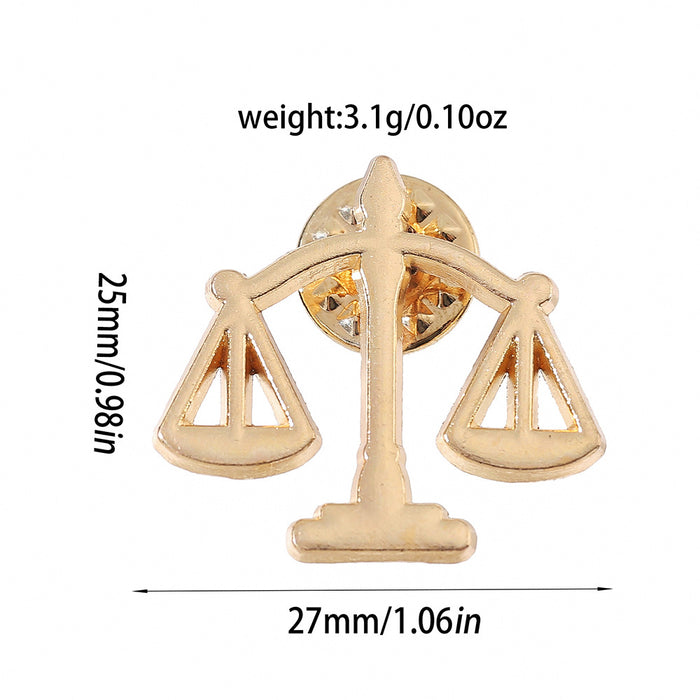 Wholesale Metal Balance Scale Brooch Stylish Justice Badge Pin Fun Decorative Hat Coat Accessory Gift