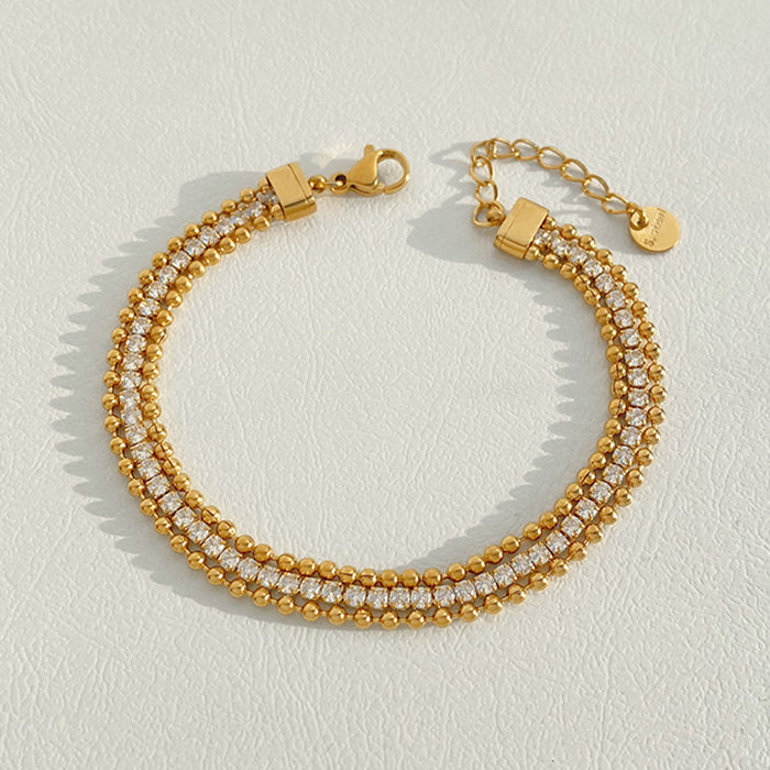 Wholesale Stainless Steel PVD Electroplated Gold Bead Chain Stacking Bracelet Women S Chic Gift