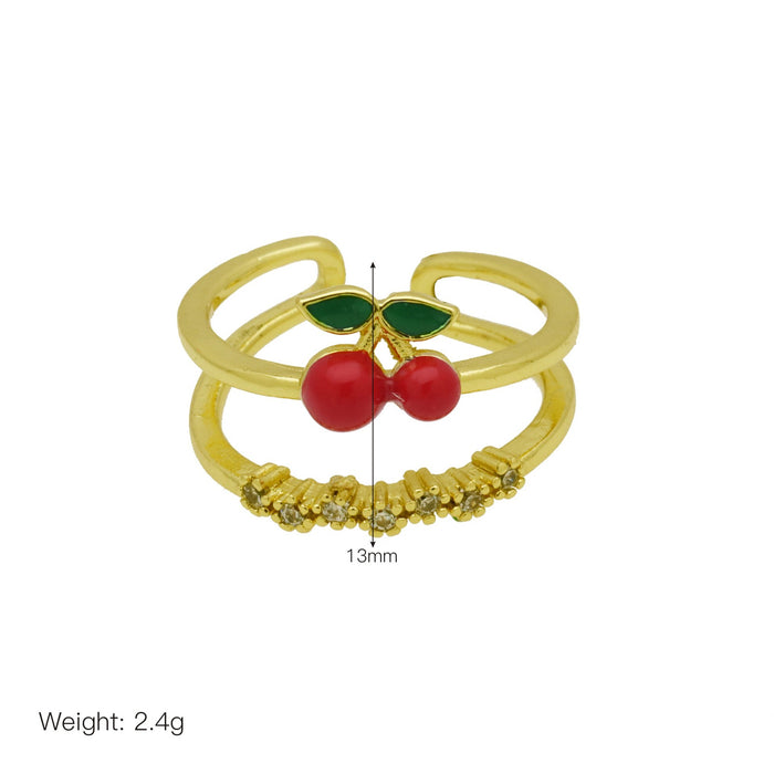 Wholesale color oil with zirconium fruit cherry strawberry open ring