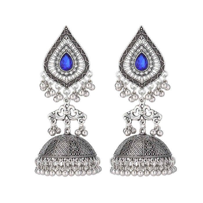 Wholesale rhinestone tassel exaggerated pendant Bohemian bell earrings