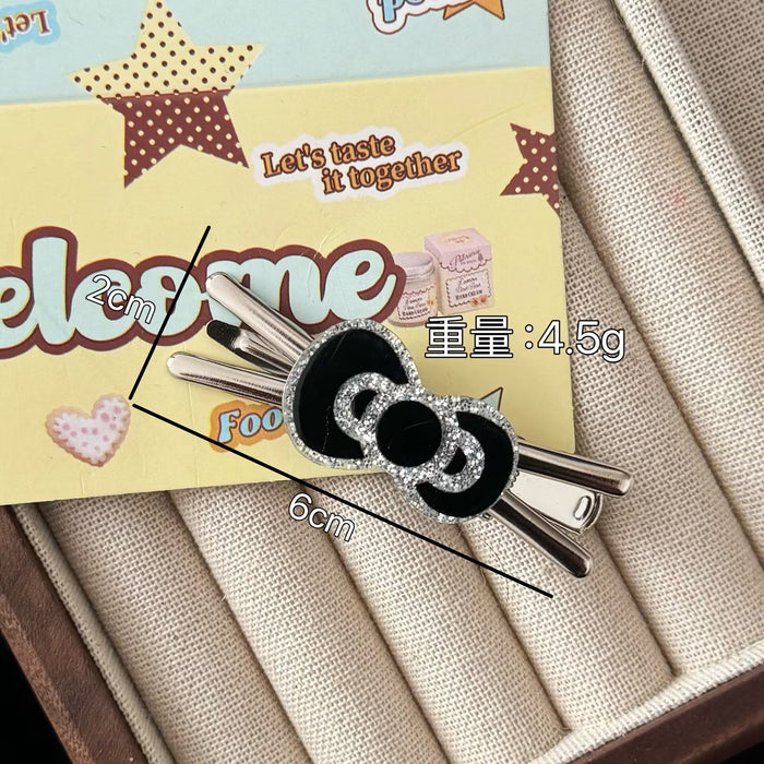 Wholesale Black Glitter Cat Cross Hairpin Japanese Simple Sweet Cool Style Girl Duckbill Hairpin Hair Accessories