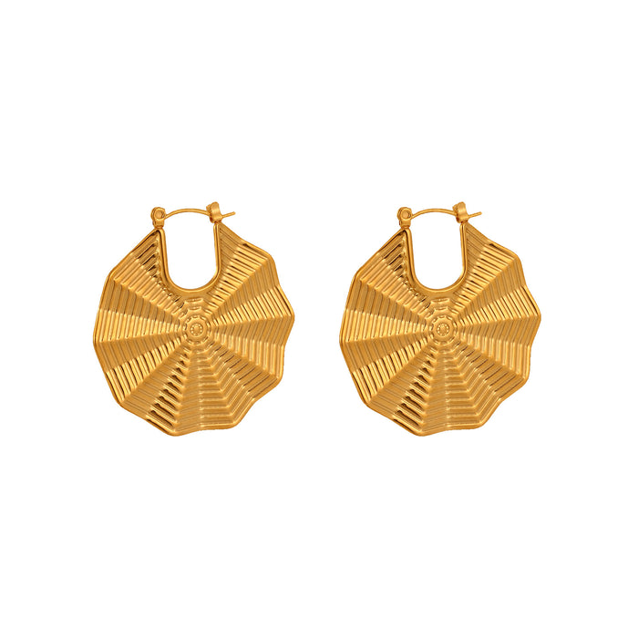 Wholesale New titanium steel earrings with water ripple mesh earrings, high-end stainless steel exaggerated earrings