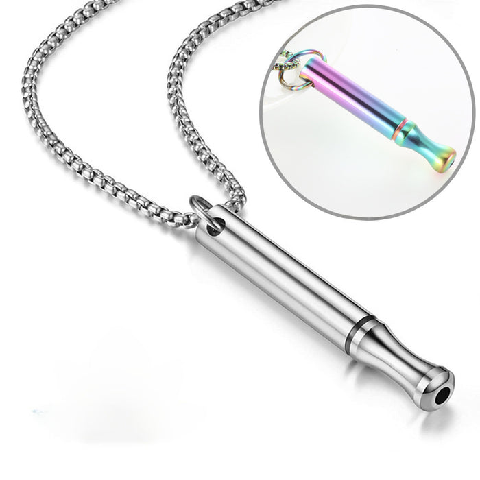 Wholesale Decompression pendant necklace meditation round tube whistle