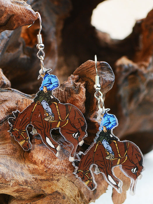 Wholesale Double Sided Acrylic Western Style Farm Earrings JDC-ES-ChenC005