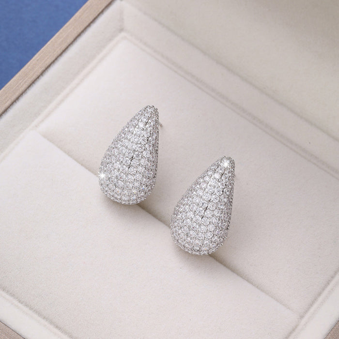 Wholesale Alloy Micro-inlaid Diamond Water Drop Earrings JDC-ES-ZhuoM001