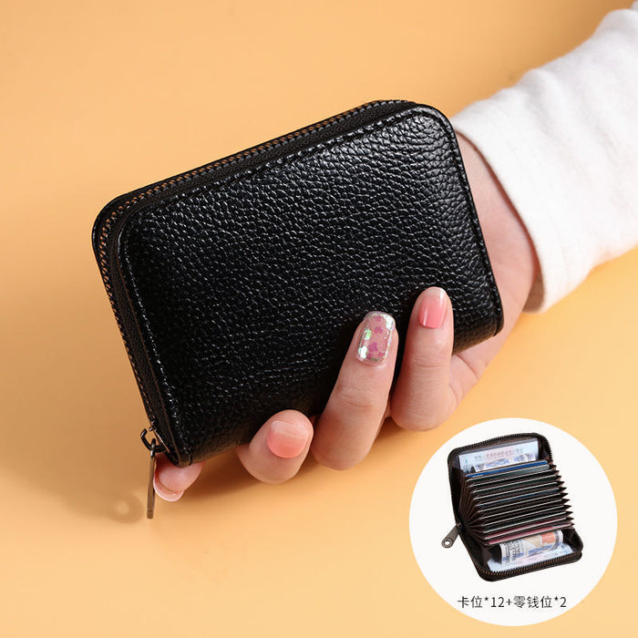Wholesale Black PU Zip Card Case - Slim Multi-Slot Daily Matching Chic Fashion Accessory Gift for Women