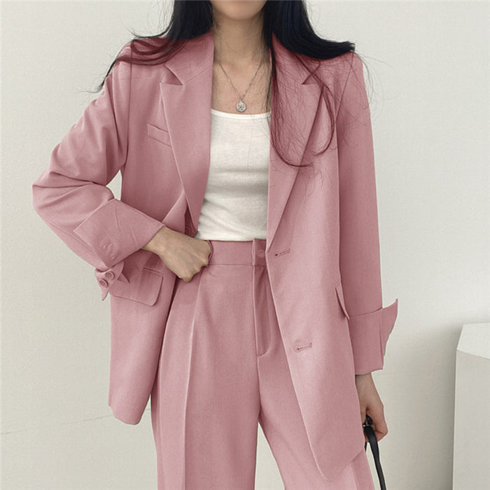 Wholesale Pink Suit Jackets for Women in Spring and Autumn Small Suit Sets for Women with A Niche Design Sense JDC-CTS-ZX004