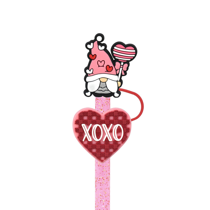 Wholesale 10mm Valentine's Day 10mm Cartoon 100pcs PVC Cartoon Straw Cap JDC-SCR-RYY004