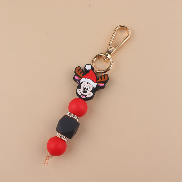 Wholesale Cartoon Christmas Handmade Silicone Beaded Keychain JDC-KC-GuangTian001