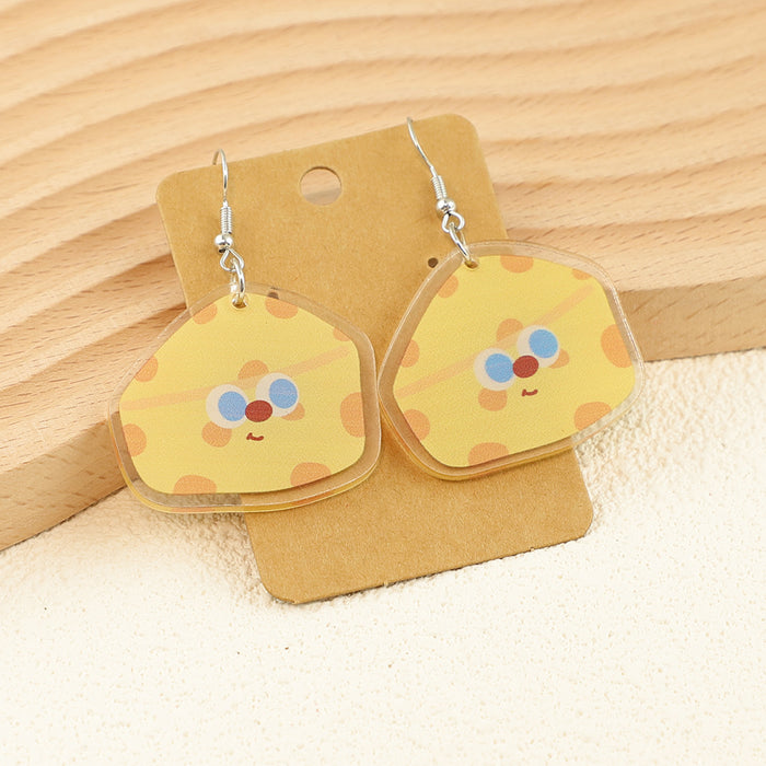 Wholesale Cute Cartoon Bread Cake Big Eyes Fruit Apple Kitten Birthday Ladies Acrylic Earrings